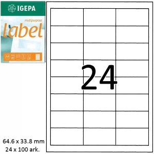 Etykiety 64.6 x 33.8 mm 24 x 100 ark., Igepa Label