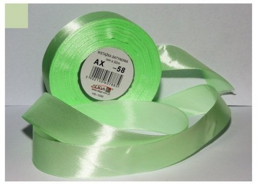 Wstążka satynowa blado-zielona 6 mm 32 mb. AX06-58, Aliga