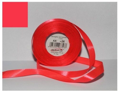 Wstążka satynowa czerwono-pomar. 6 mm 32 mb. AX06-26, Aliga
