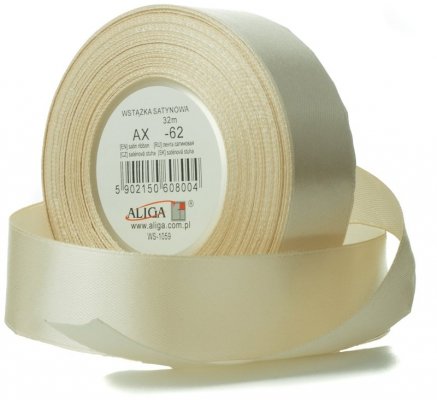Wstążka satynowa szara-ciepła 25 mm 32 mb. AX25-62, Aliga
