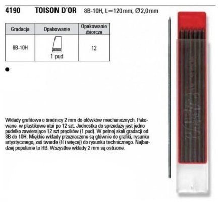 Grafity 2.0mm 2B op. 12 pręcików 4190, Koh-i-Noor