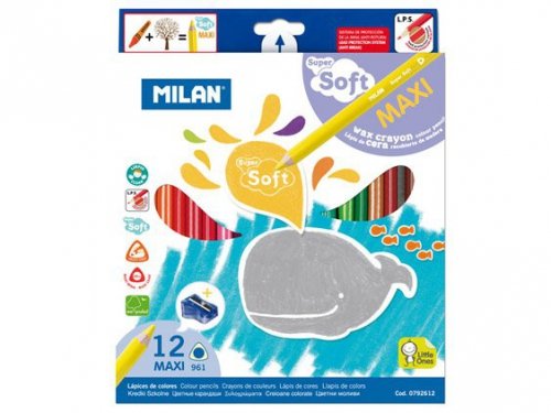 Kredki trójkątne 12-kol. Maxi Super Soft pud.kart, Milan