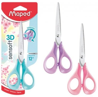 Nożyczki 16cm Sensoft pastel elastyczny uchwyt blister, Maped