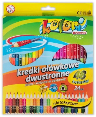 Kredki dwustronne 24 szt. 48-kol. trójkątneKolori Premium, Penmate