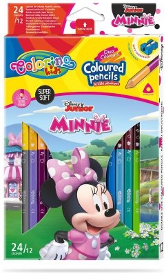 Kredki ołówkowe trójkątne 12/24-kol. dwukolorowe Disney Kids Colorino Minnie, Patio