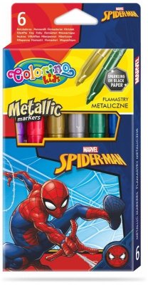 Flamastry 6-kol. metaliczne Disney Kids Spiderman Colorino, Patio
