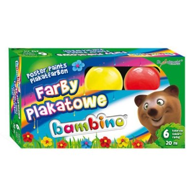 Farby plakatowe 6-kol. 20 ml. Bambino, St.Majewski