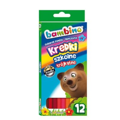 Kredki 12-kol. 18 cm trójkątne ołówkowe Bambino, St.Majewski