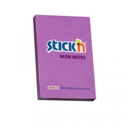 Notes samoprzylepny 76 x 51 mm fioletowy neon., Stick`n