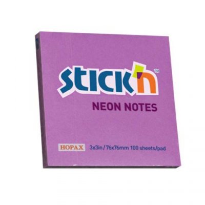 Notes samoprzylepny 76 x 76 mm fiolet-neon., Stick`n