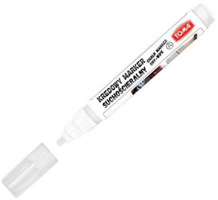 Marker kredowy suchościeralny 4,5mm biały, Toma