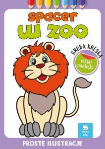 Kolorowanka Spacer w zoo z naklejkami gruba kreska