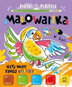 Malowanka. Użyj wody, zbudź kolory! W zoo. Farbki i pędzelek
