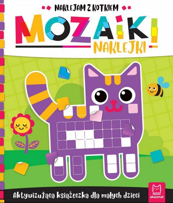 Mozaiki naklejki. Aktywizująca książeczka dla małych dzieci. Naklejam z kotkiem