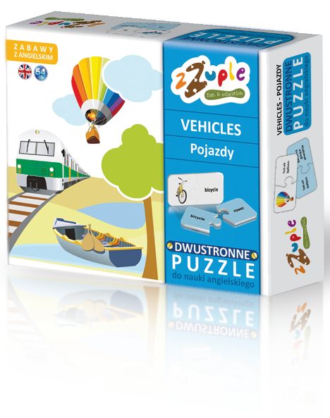 zZuple. Vehicles. Dwustronne puzzle do nauki języka angielskiego: Pojazdy