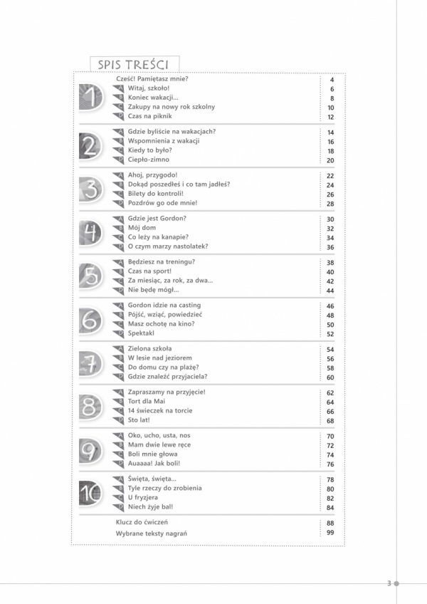 Polski krok po kroku Junior 2. Zeszyt ćwiczeń - spis treści