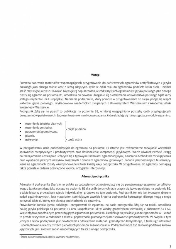 ZDAJ SIĘ NA POLSKI! Podręcznik kursowy przygotowujący do egzaminu certyfikatowego na poziomie B1