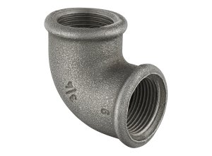Czarne kolano żeliwne 1 cal mufowe 6 DN25 90st