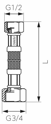 Ferro wąż w oplocie  3/4”×1/2” 30cm nakrętno - nakrętny
