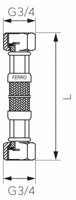 Ferro wąż w oplocie ze stali 3/4 L 40cm nakrętno-nakrętny