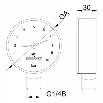 Manometr techniczny radialny 50mm 0-6 bar