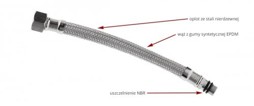 Ferro wąż w oplocie ze stali 3/4 L 40cm nakrętno-nakrętny
