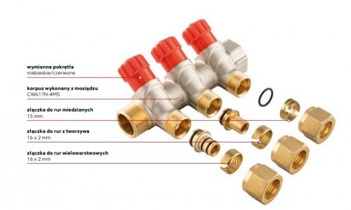 Rozdzielacz Ferro 1''x ½''  3-drogowy
