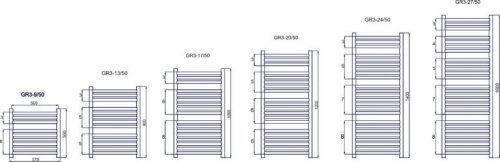 Grzejnik łazienkowy DIAMOND GR3-V 570x800, zasilanie dolne centryczne