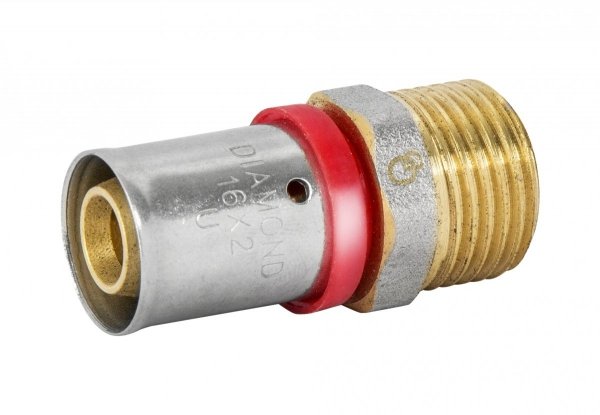 Złączka pex zaciskana 16x3/4 GZ