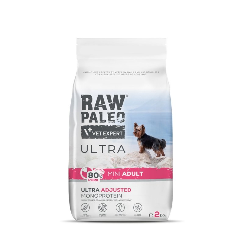 RAW PALEO ULTRA PORK ADULT MINI 2kg - sucha karma z wieprzowiną dla psów dorosłych ras małych
