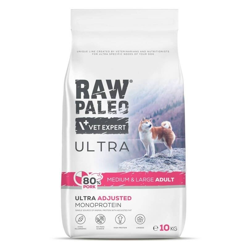 Raw Paleo Ultra Pork Medium&amp;Large Adult 10kg sucha karma z wieprzowiną dla psów średnich i dużych ras 