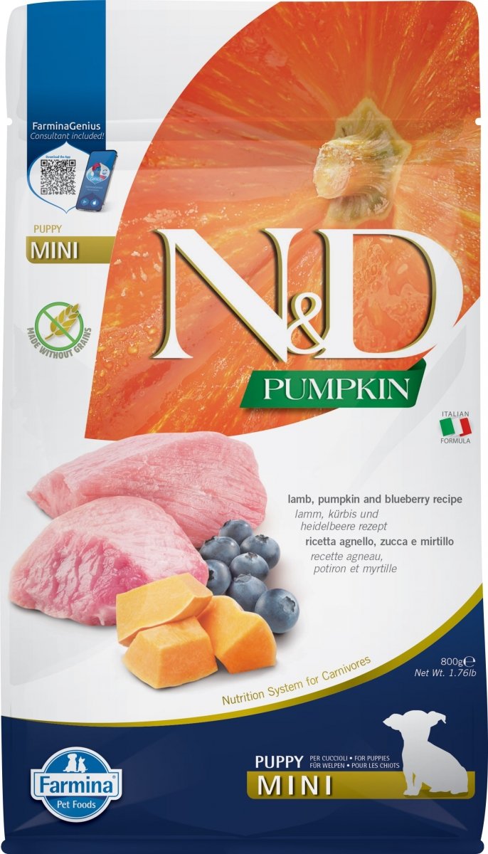 Farmina N&amp;D Dog Pumpkin Lamb &amp; Blueberry Puppy Mini 800 gr Karma Sucha