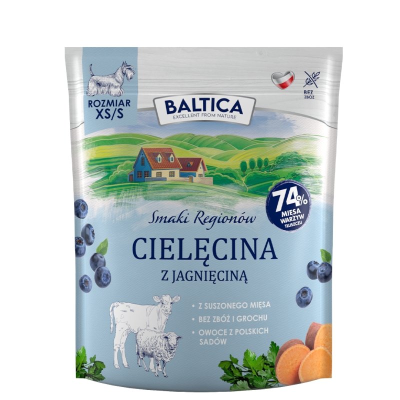 BALTICA SMAKI REGIONÓW Cielęcina z jagnięciną XS/S 1kg Karma Sucha