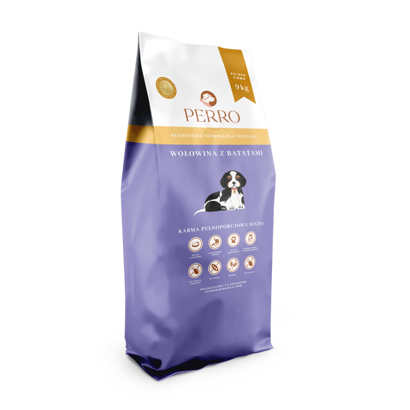 Perro JUNIOR Wołowina z batatami dla szczeniąt 9 kg