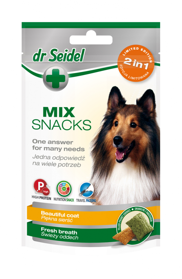 DR SEIDEL SMAKOŁYKI MIX 2w1 na piekną sierść & świeży oddech dla psów 90g
