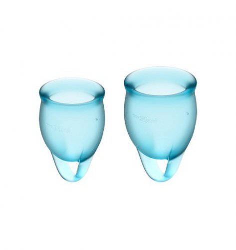 Satisfyer Feel Confident Menstrual Cup Set Light Blue - zestaw kubeczków menstruacyjnych