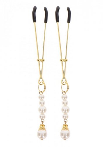 Taboom Tweezers With Pearls - zaciski na sutki z perłami, złote