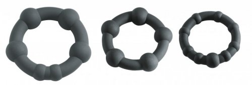 Malesation Black Pearl Ring Set - elastyczny pierścień erekcyjny, zestaw