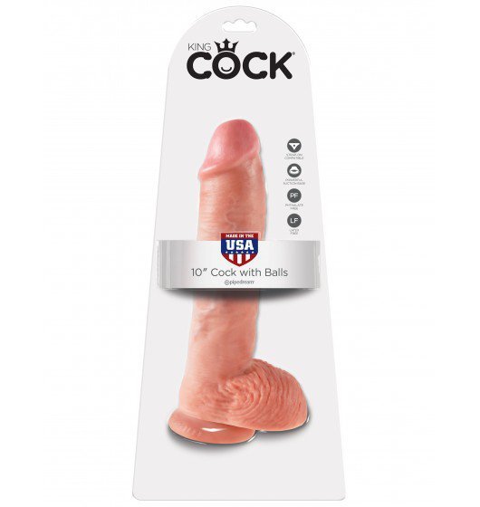 King Cock 10&quot; Cock with Balls Flesh