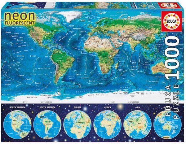 Puzzle 1000 elementów Neon World Map