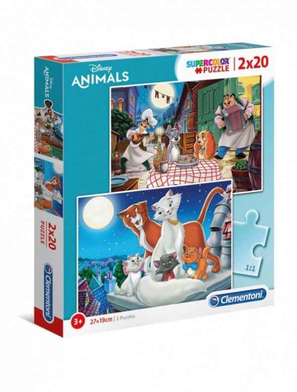 Puzzle 2x20 elementów Super Kolor Disney Animals