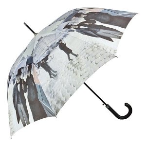 Paryż w deszczu Caillebotte - parasol długi ze skórzaną rączką
