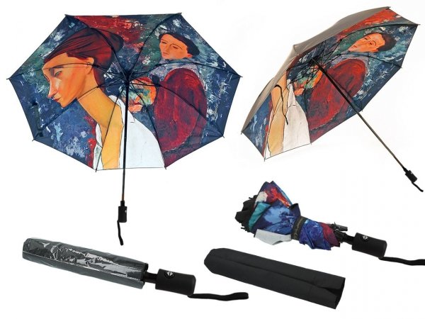 Parasolka składana full-auto - Modigliani - Autoportret i Lunia Czechowska /B - wzór od spodu