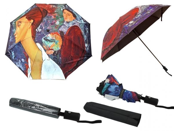 Parasolka składana full-auto - Modigliani - Autoportret i Lunia Czechowska /A - wzór na wierzchu