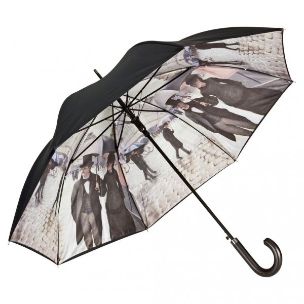 Paryż w deszczu Caillebotte - parasol z podwójną czaszą i skórzaną rączką