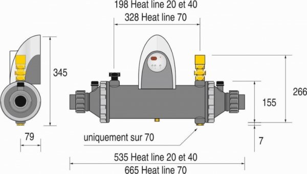 Tepelný výměník ZODIAC HEAT LINE Kompakt bez oběhového čerpadla; Titan 70 kW