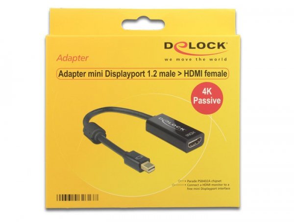 DELOCK ADAPTER DISPLAYPORT MINI (M) V1.2 -&gt; HDMI (F) 4K PASYWNY NA KABLU 62613