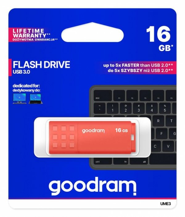 Pendrive GoodRam UME3 UME3-0160O0R11 (16GB; USB 3.0; kolor pomarańczowy)