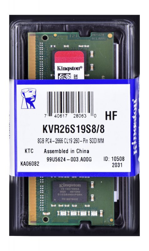 Pamięć Kingston KVR26S19S8/8 (DDR4 SO-DIMM; 1 x 8 GB; 2666 MHz; CL19)