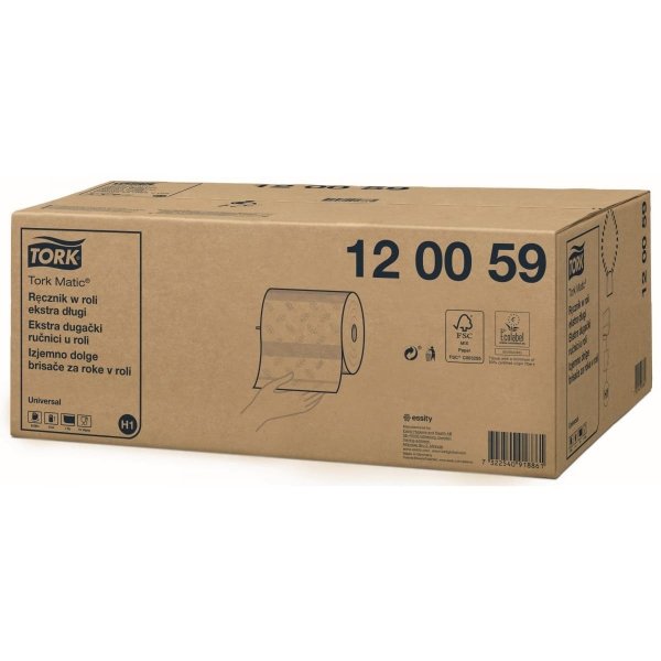 Ręczniki papierowe Tork Matic Universal w roli 1-warstwowe białe 280m 6 sztuk [120059]